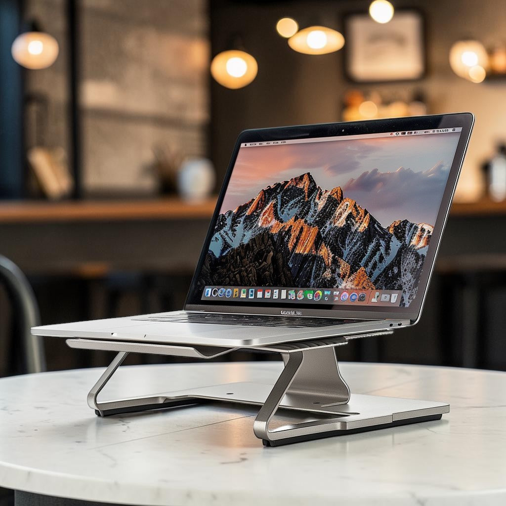 Agld Sleek Aluminum Adjustable Laptop Stand - Ergonomic Portable Notebook Riser