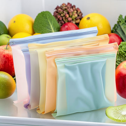 Agld Reusable Silicone Food Storage Bags (6-Piece Set) - Leakproof Eco-Friendly Preservation Bags