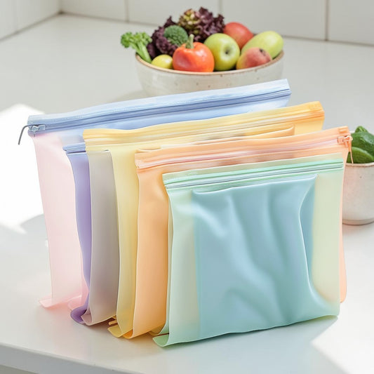 Agld Reusable Silicone Food Storage Bags (6-Piece Set) - Leakproof Eco-Friendly Preservation Bags